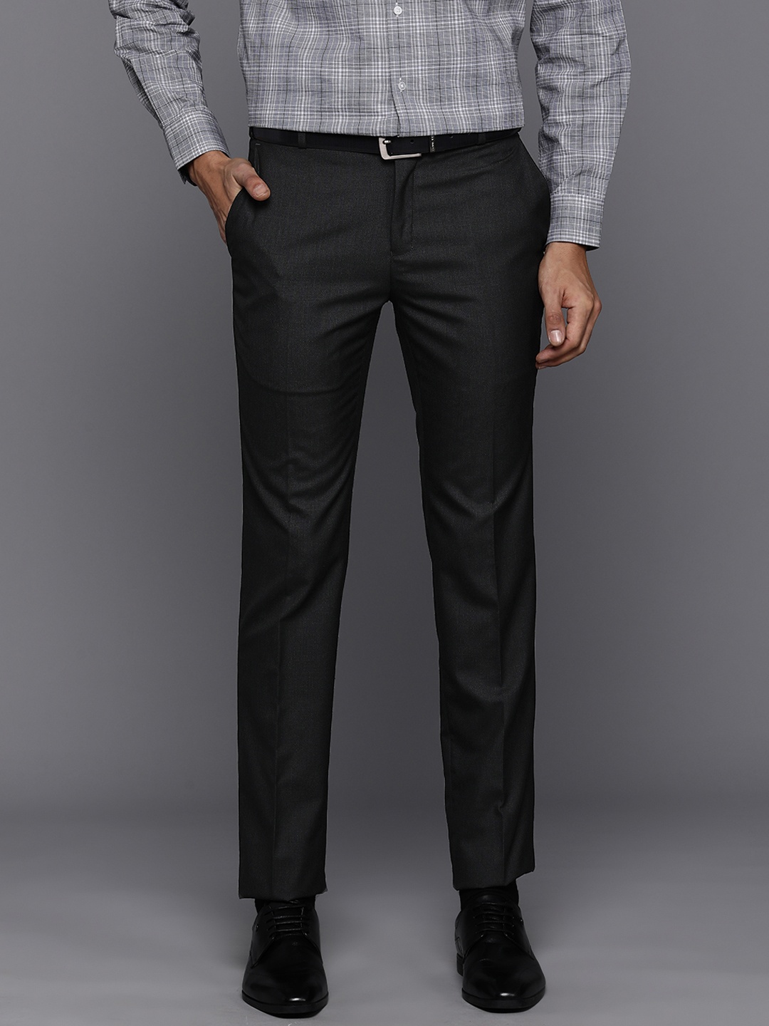 

Raymond Men Slim Fit Formal Trousers, Charcoal