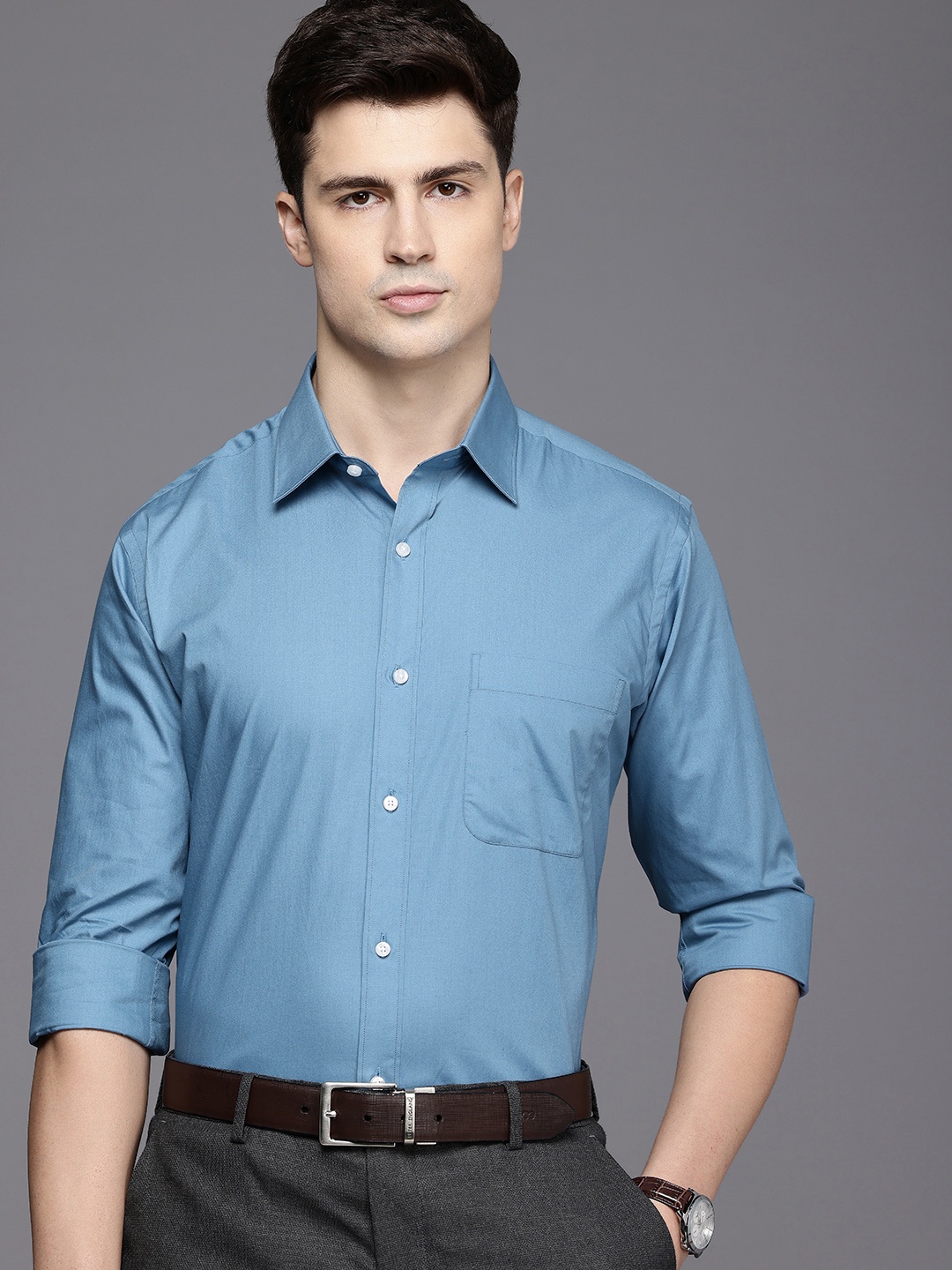 

Raymond Slim Fit Pure Cotton Formal Shirt, Blue