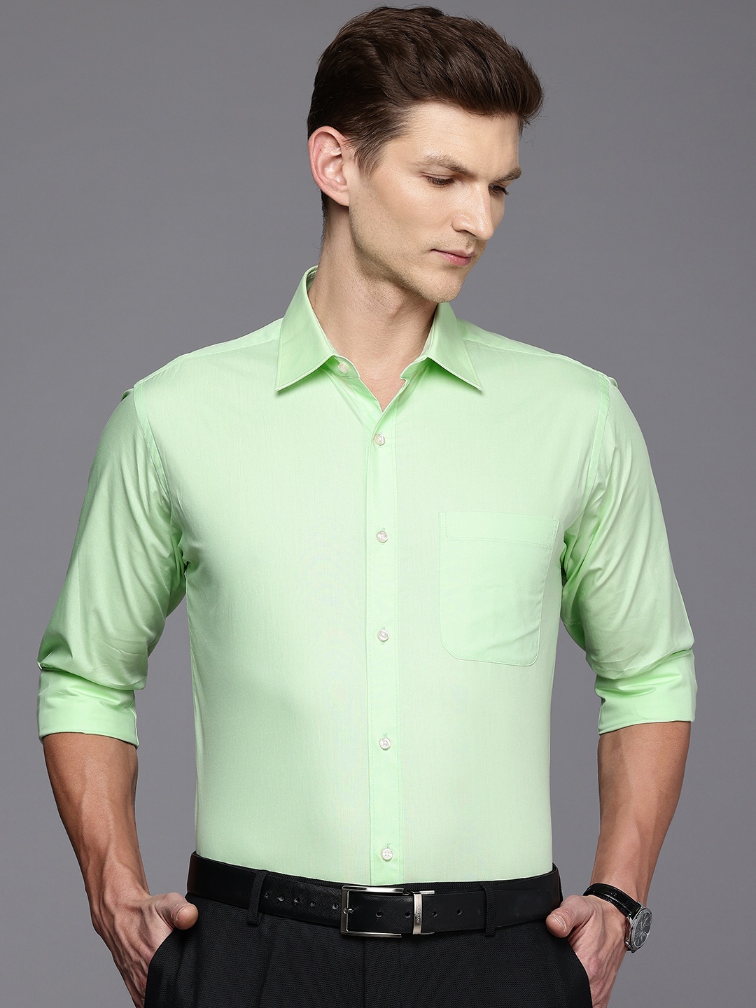 

Raymond Pure Cotton Slim Fit Formal Shirt, Green