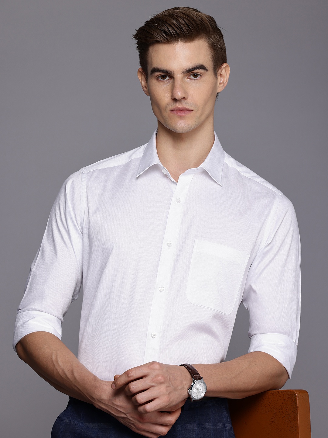 

Raymond Slim Fit Opaque Pure Cotton Formal Shirt, White
