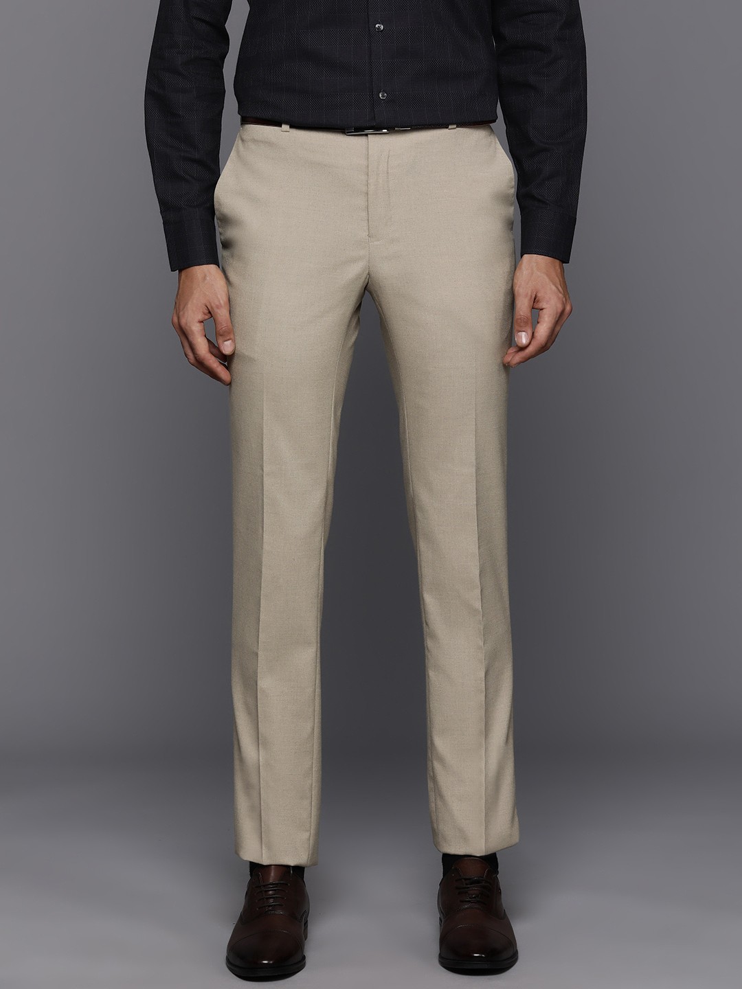 

Raymond Men Slim Fit Trousers, Beige