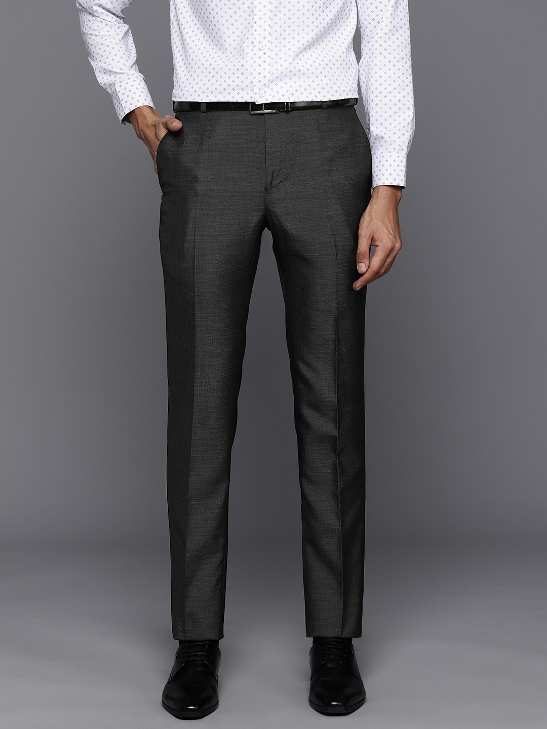 

Raymond Men Slim Fit Trousers, Black