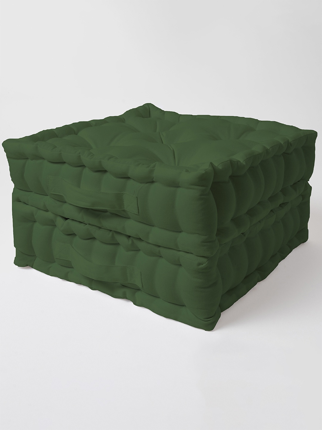 

SKANDA FAB 2-pcs Green Pure Cotton Square-Shaped Floor Cushion