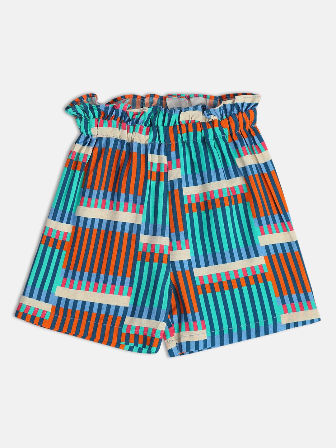 

MINI KLUB Girls Striped Mid Rise Shorts, Blue