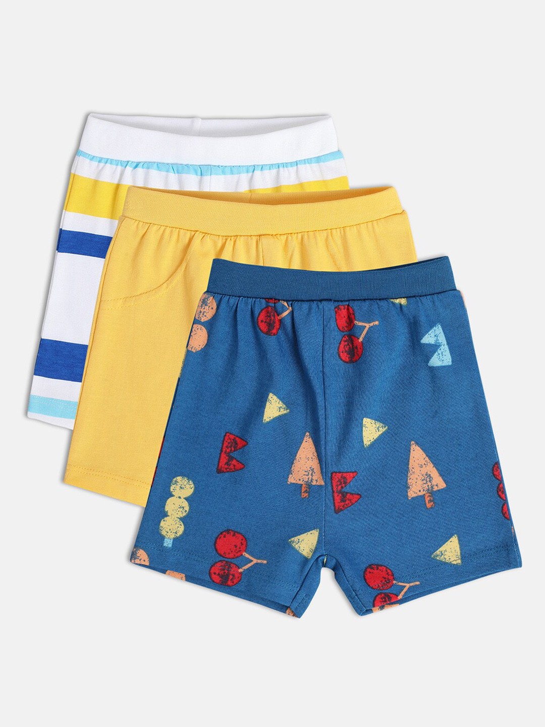 

MINI KLUB Boys Pack Of 3 Printed Cotton Shorts, White