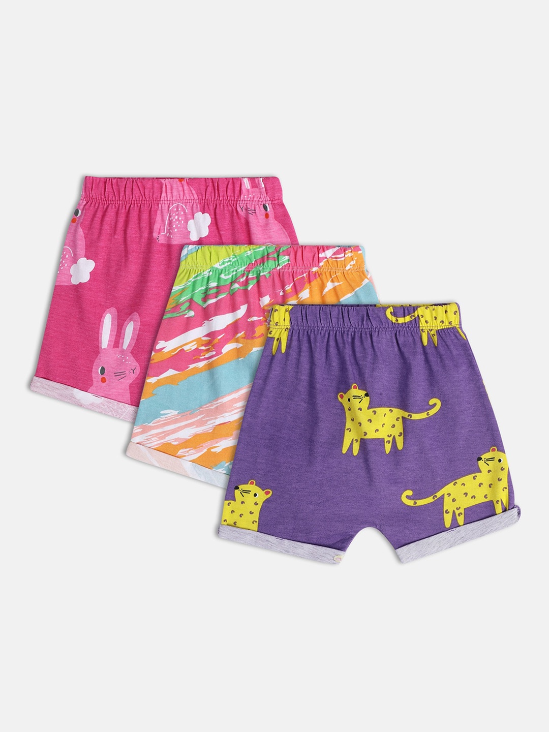 

MINI KLUB Girls Pack of 3 Printed Shorts, Pink