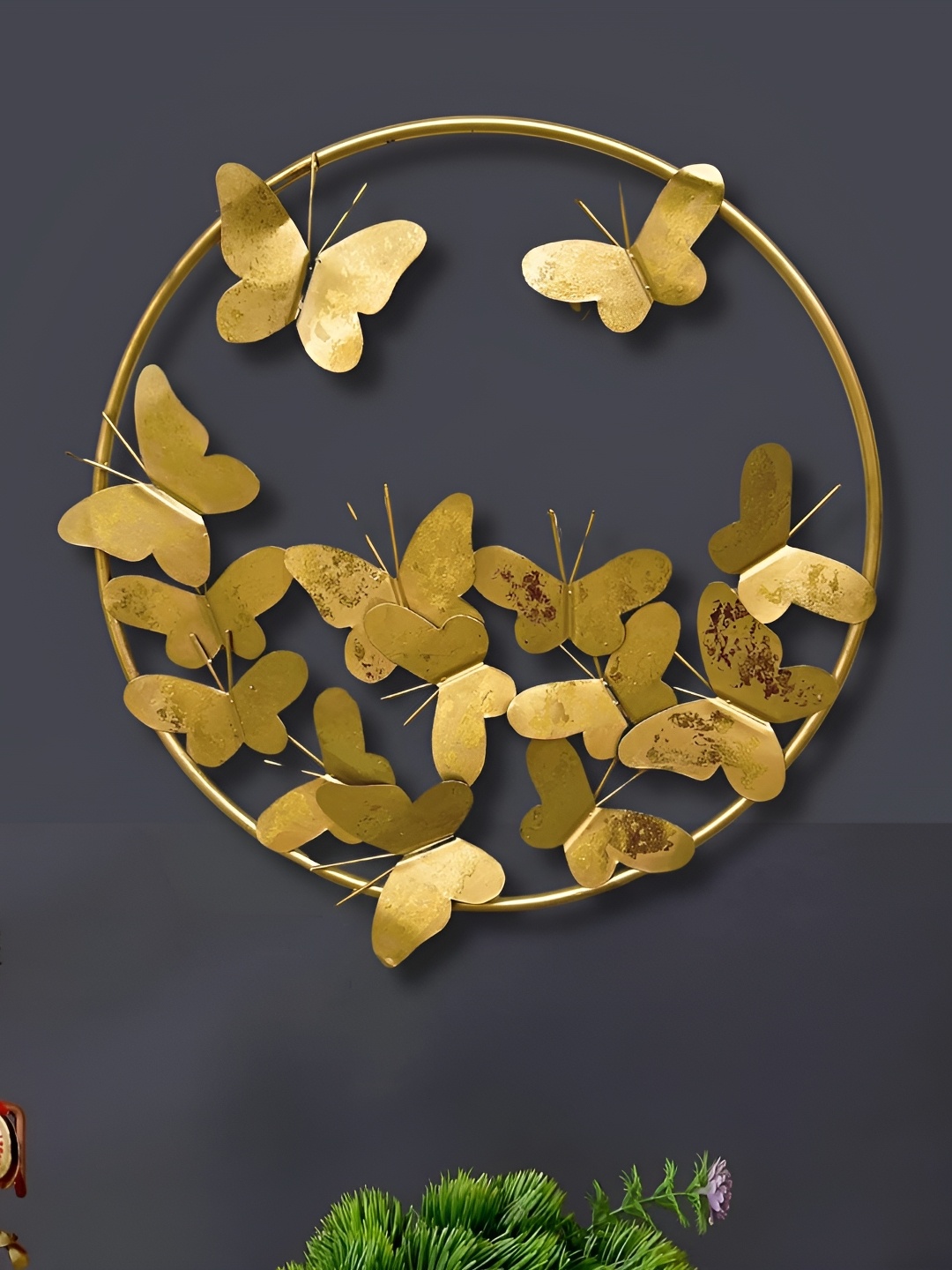 

RSN Gold Toned Metal Butterfly Hanging Wall Decor