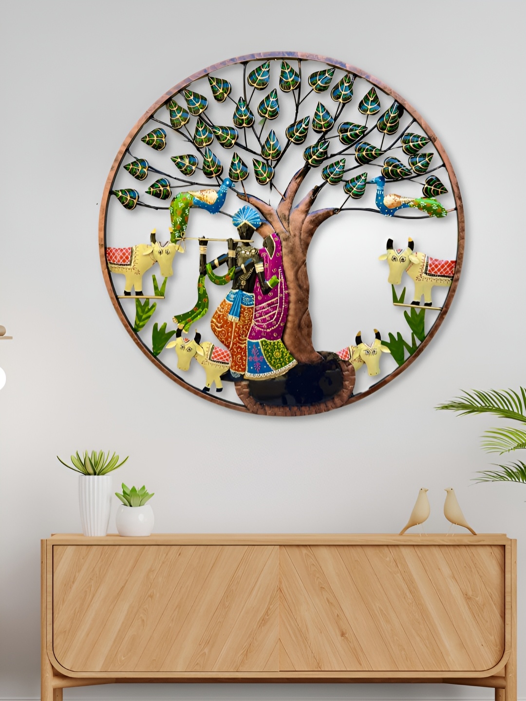 

RSN Black & Green Textured Metal Radha Krishna Wall Hanging