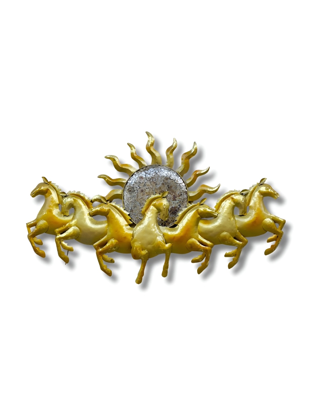 

RSN Gold Toned Textured Metal 7 Horses With LED Wall Hanging