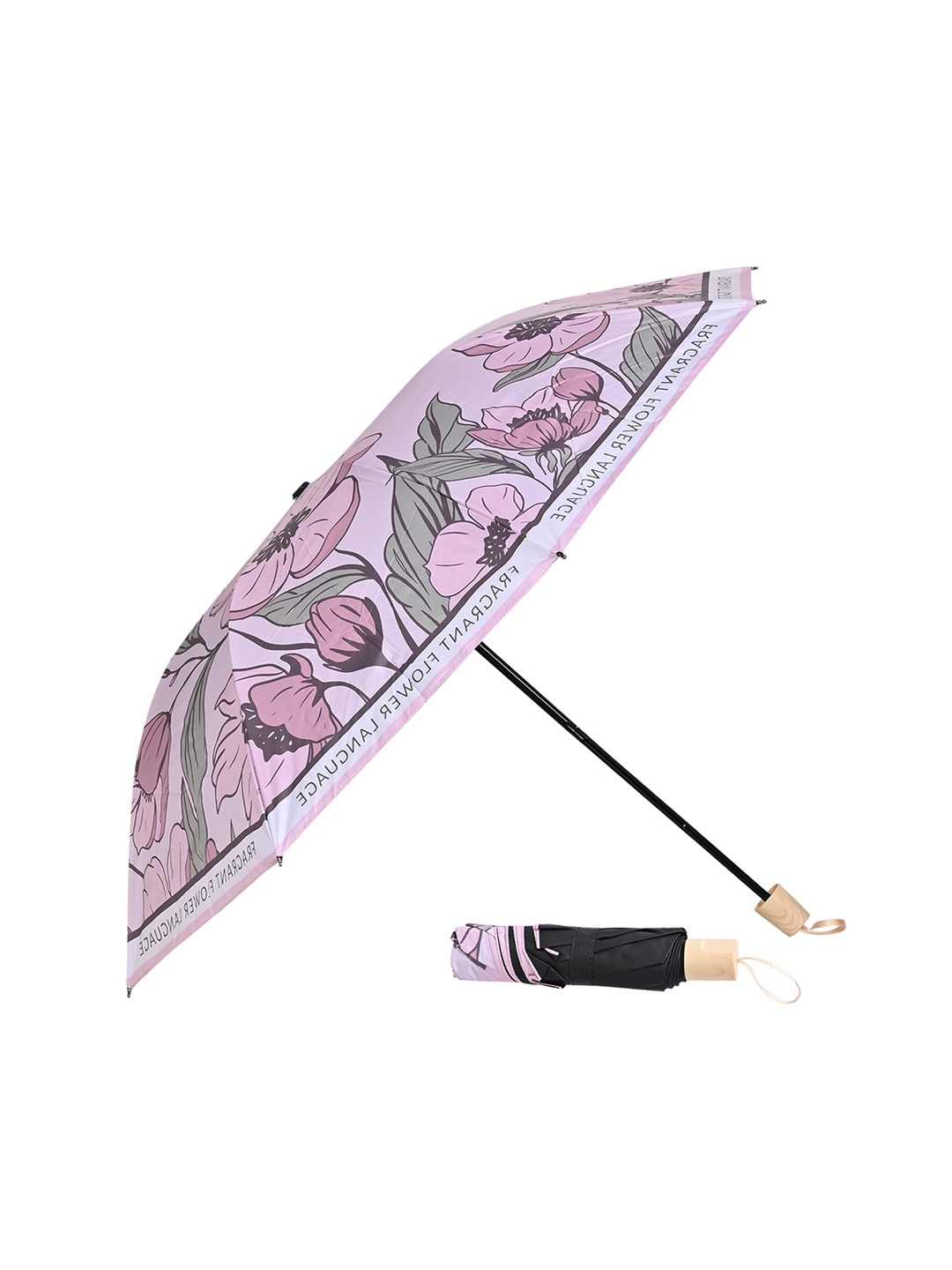 

LOOM LEGACY Manual 3 Fold Floral Umbrellas, Pink