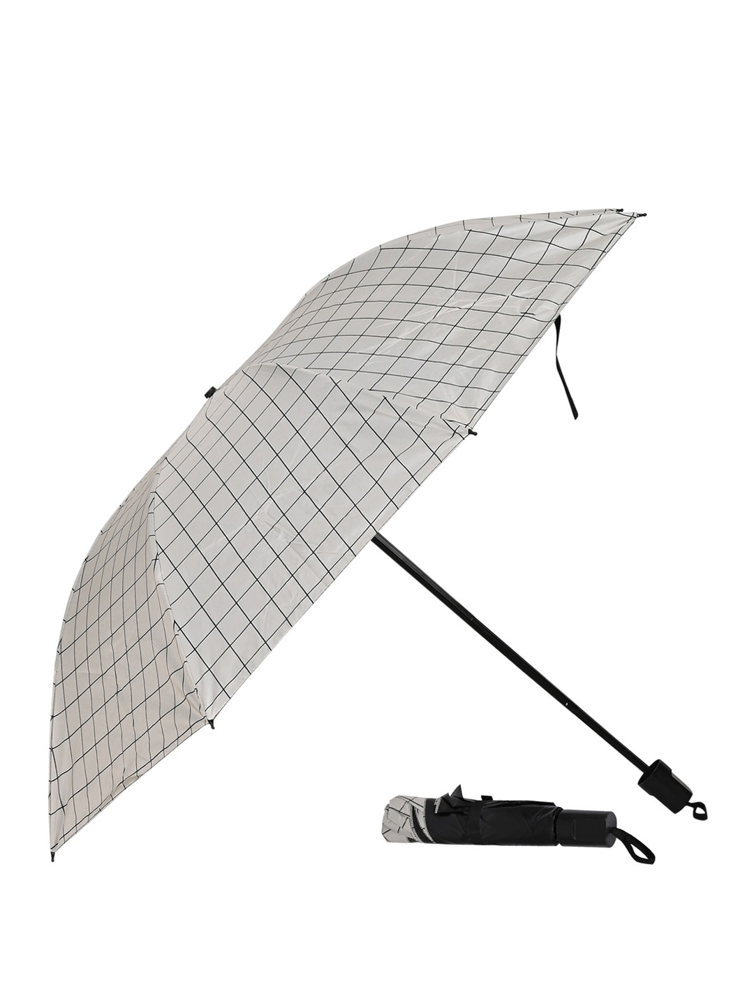 

LOOM LEGACY Manual 3 Fold Checked Umbrellas, Grey