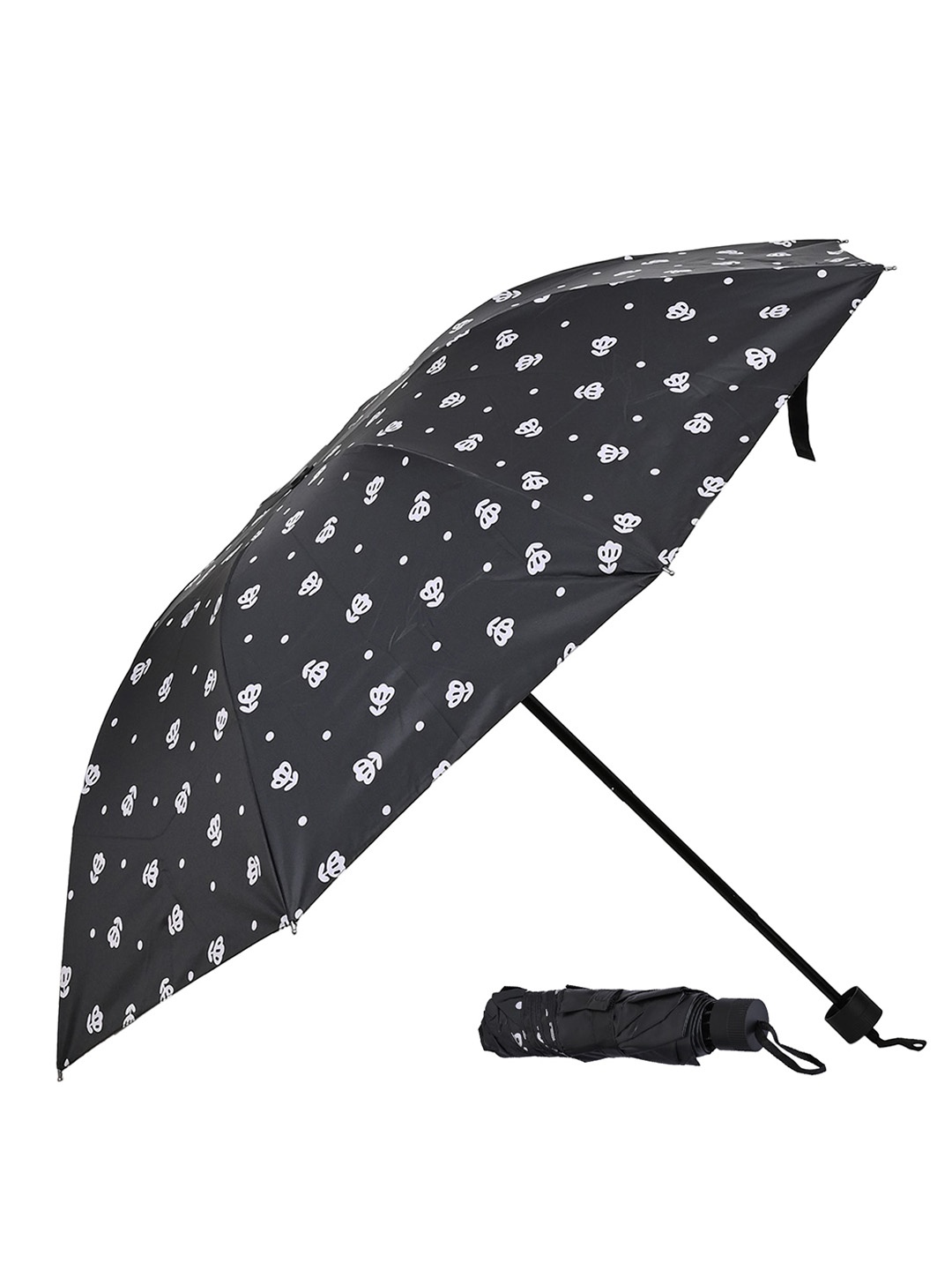 

LOOM LEGACY Manual 3 Fold Floral Printed Umbrellas, Black