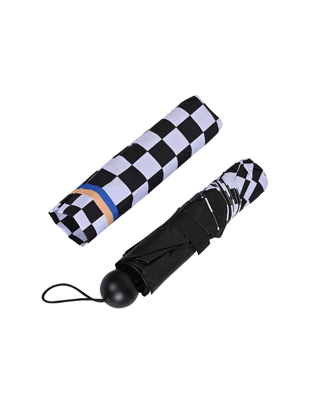 

LOOM LEGACY Manual 3 Fold Checked Umbrellas, Black