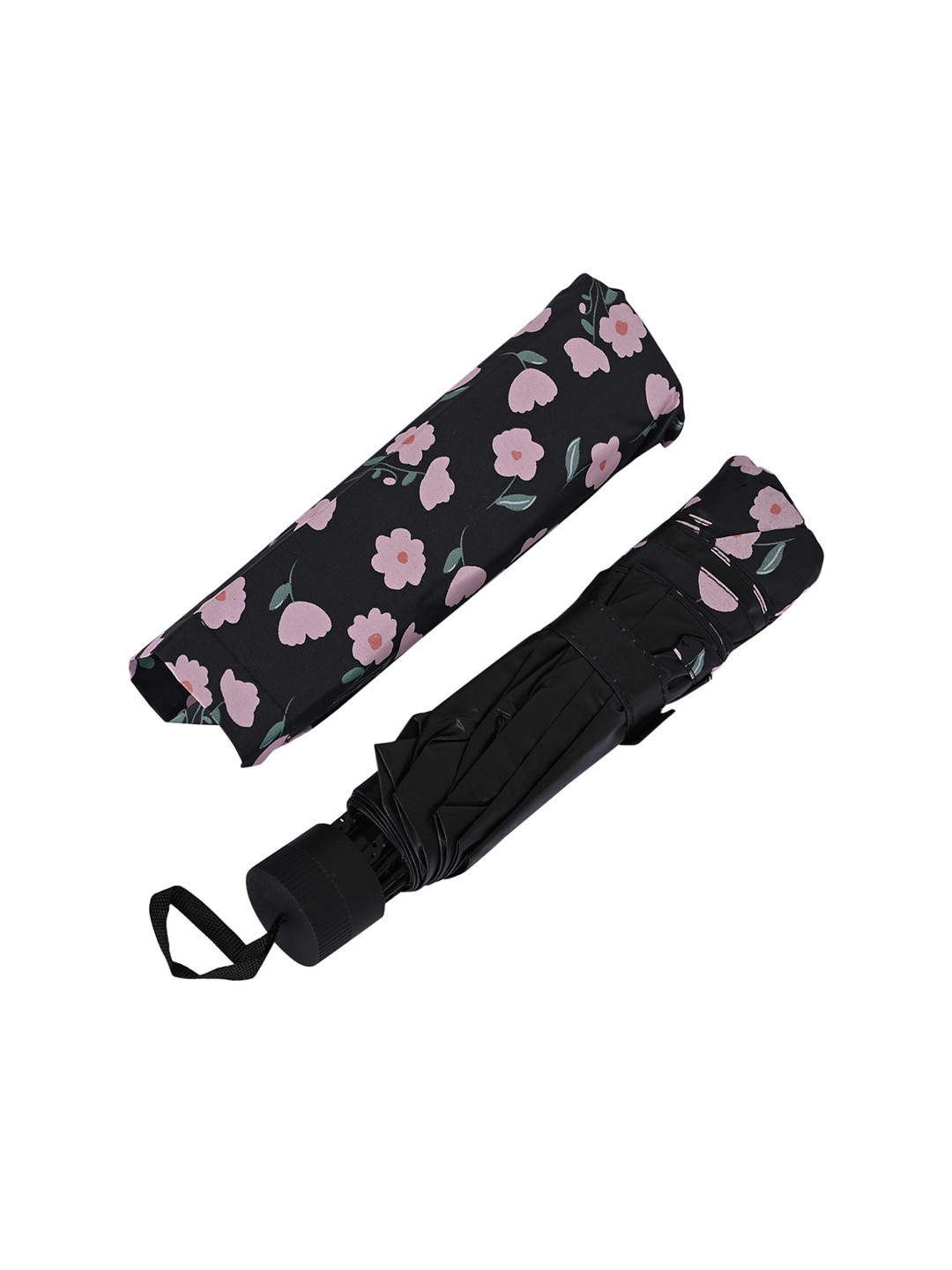 

LOOM LEGACY Manual 3 Fold Floral Umbrellas, Black