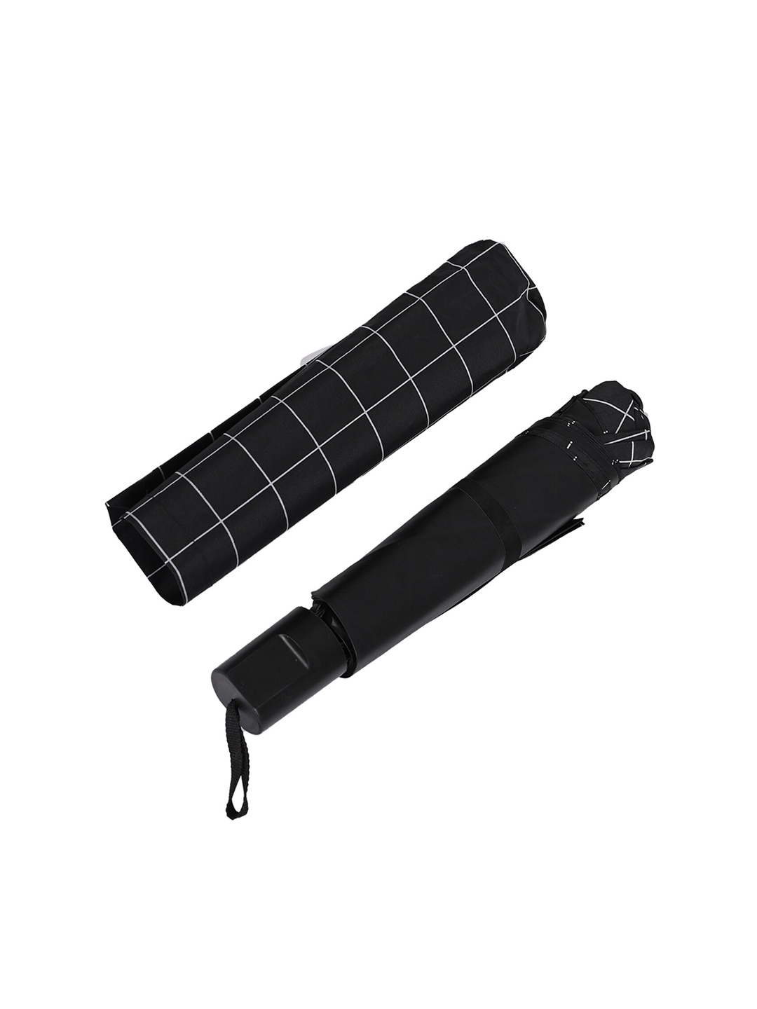 

LOOM LEGACY Manual 3 Fold Checked Umbrellas, Black