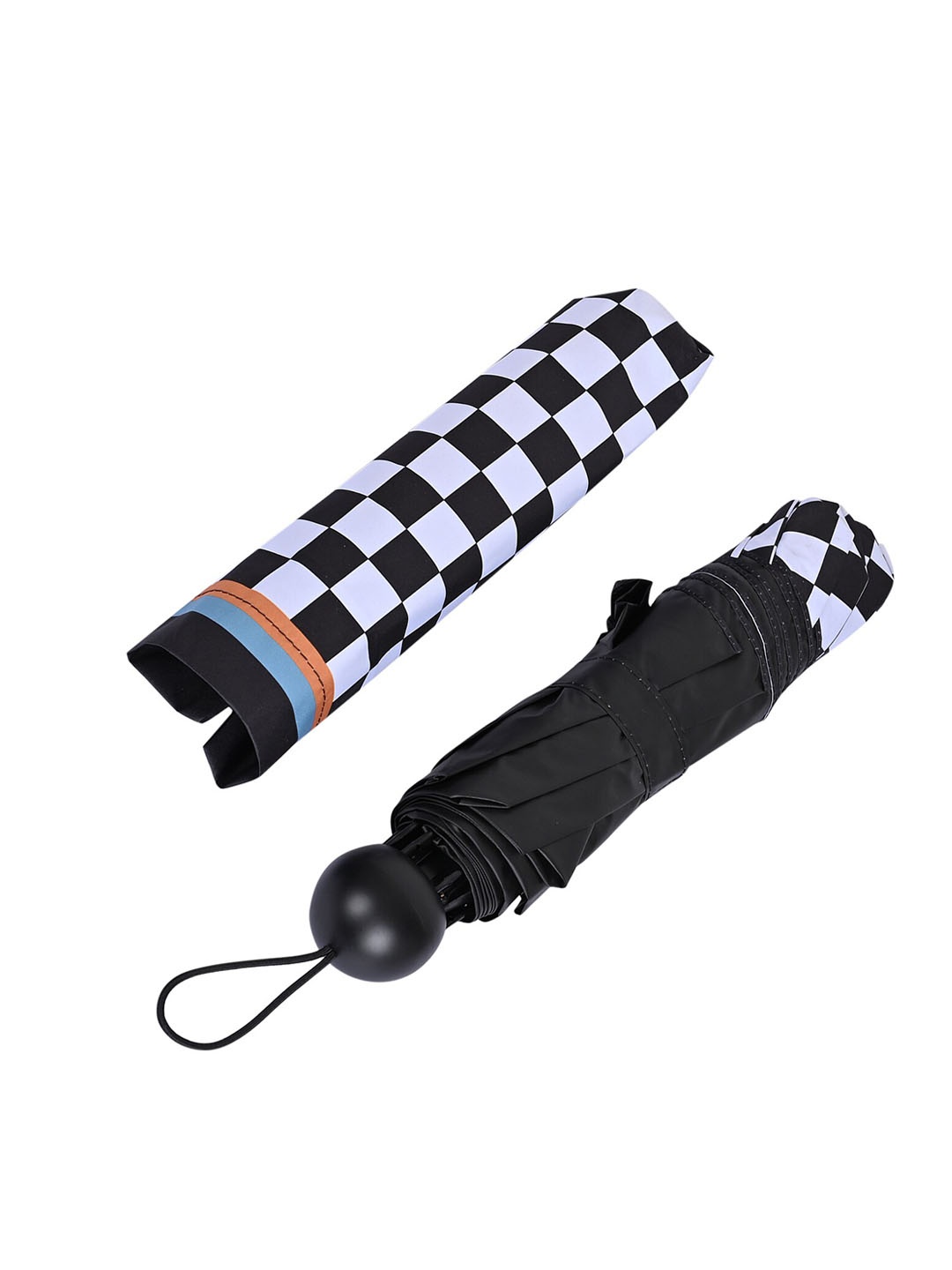 

LOOM LEGACY Manual 3 Fold Checked Umbrellas, Black