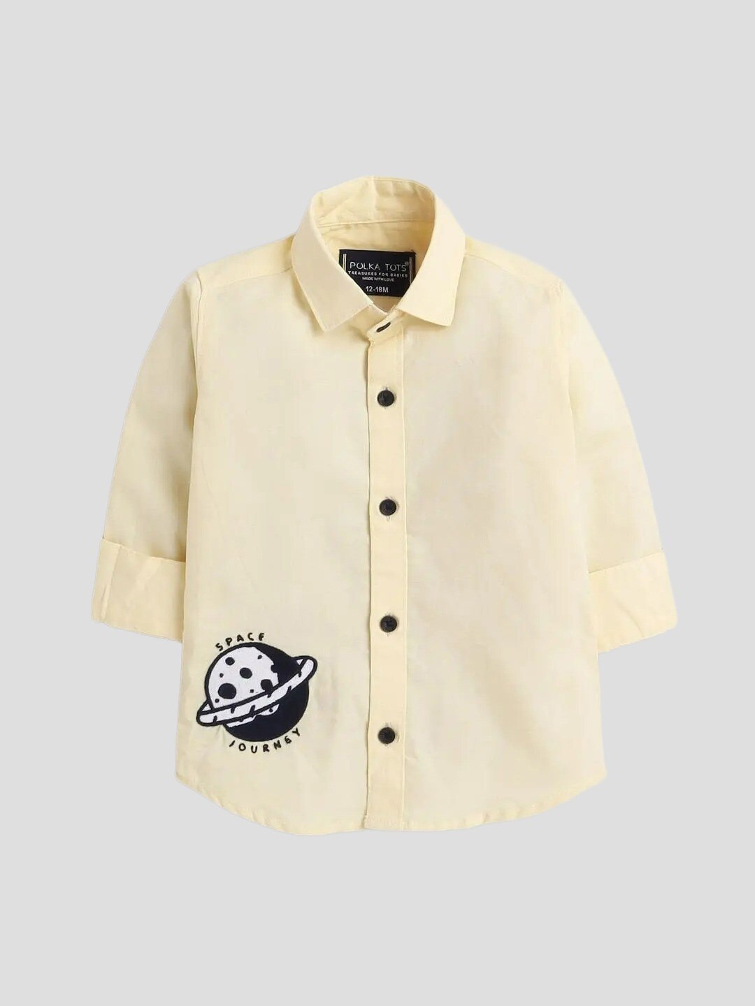 

Polka Tots Boys Spread CollarCotton Casual Shirt, Yellow