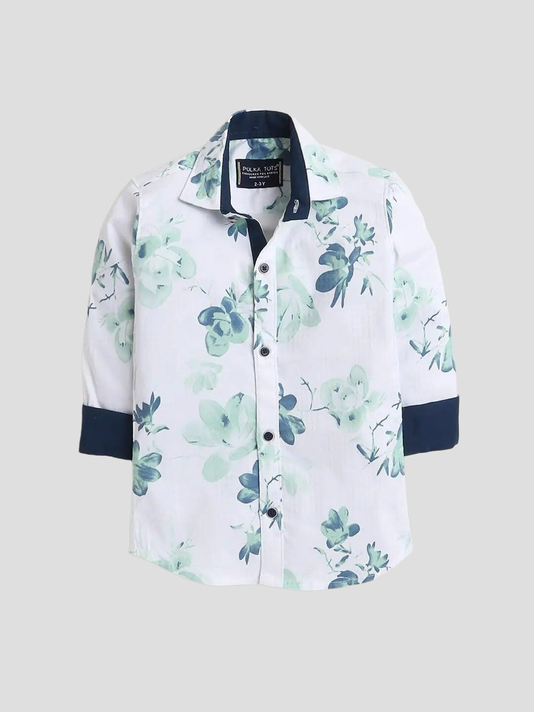 

Polka Tots Boys Floral Printed Casual Shirt, White