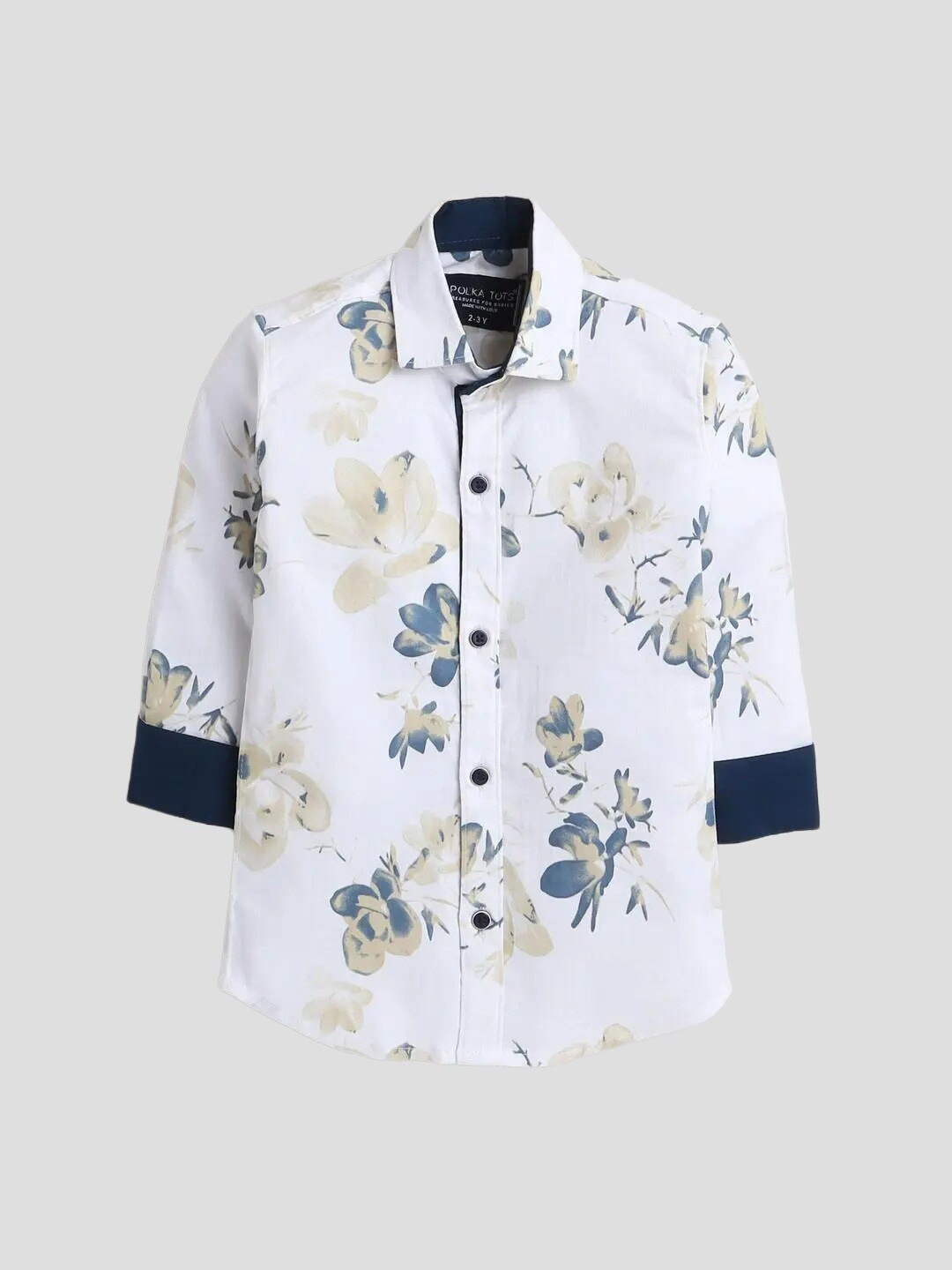 

Polka Tots Boys Floral Printed Casual Shirt, White