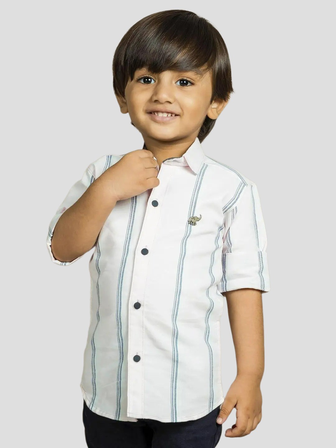 

Polka Tots Boys Full Sleeves Double Striped Shirt, Pink