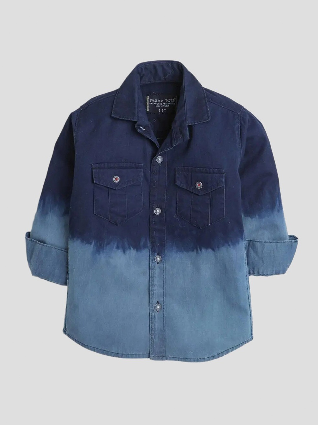 

Polka Tots Boys Faded Cotton Casual Shirt, Blue