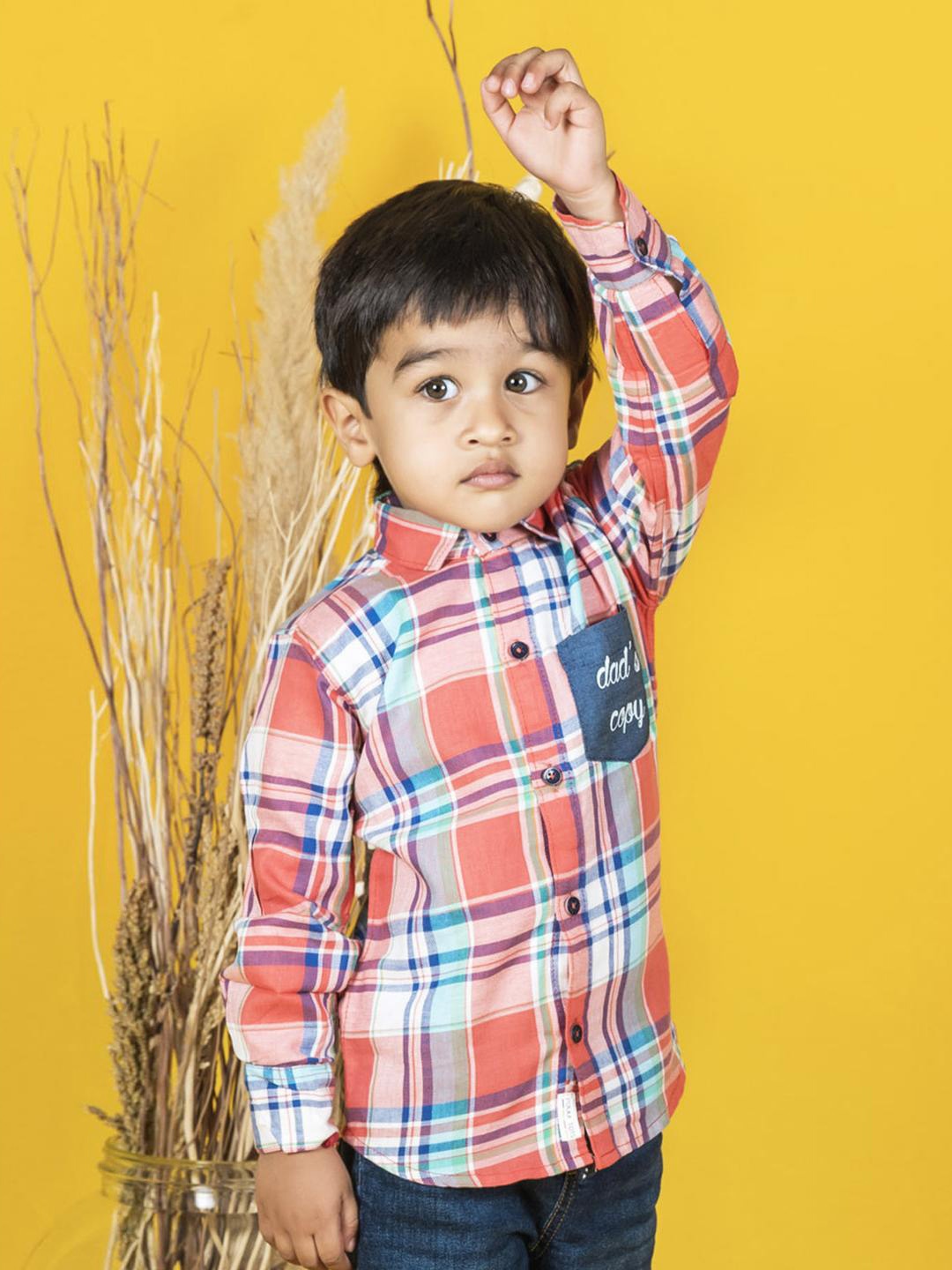 

Polka Tots Boys Tartan Checked Casual Shirt, Coral