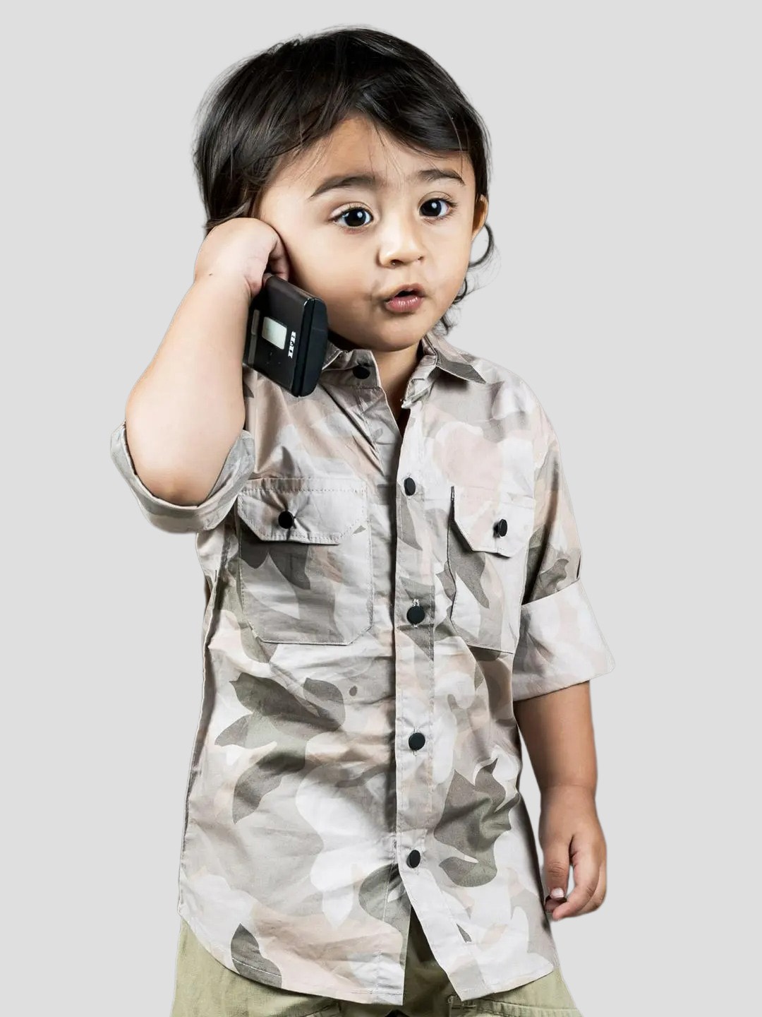 

Polka Tots Infant Boys Camouflage Printed Casual Cotton Shirt, Pink
