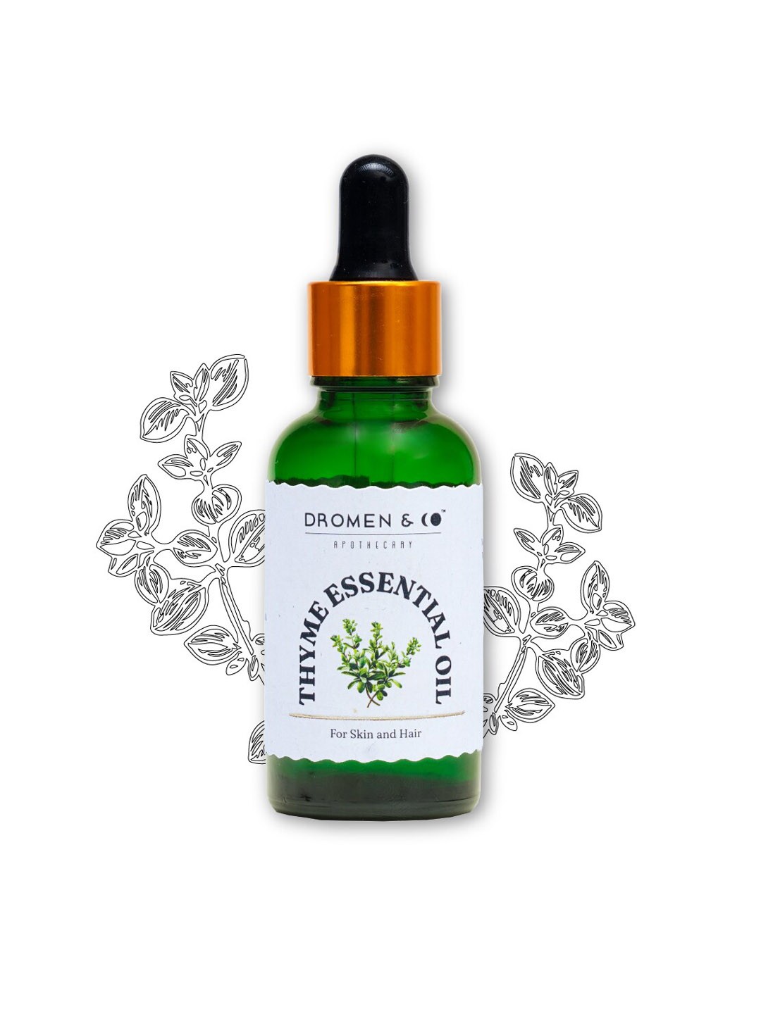 

DROMEN & CO Thyme Essential Oil For Dandruff & Hair Thickness - 30ml, Gold