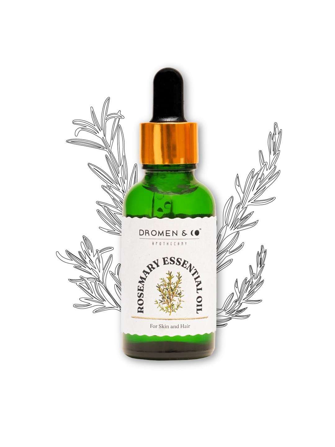 

DROMEN & CO Rosemary Essential Oil For Skin & Hair 100% Pure & Natural- 30ml, Green
