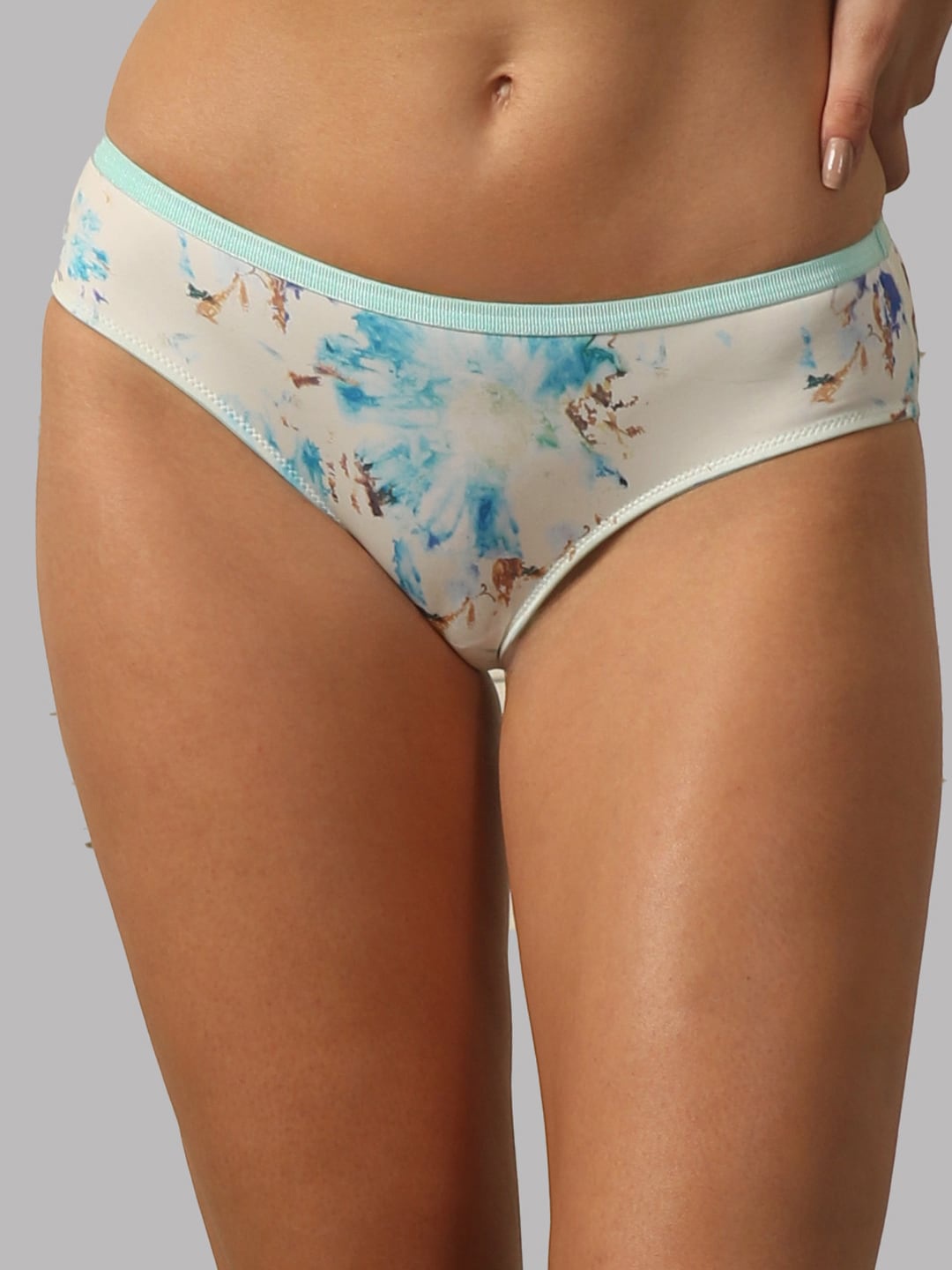 

Soie Printed Mid Rise Full Coverage Snug-Fit Lacy Briefs, Off white