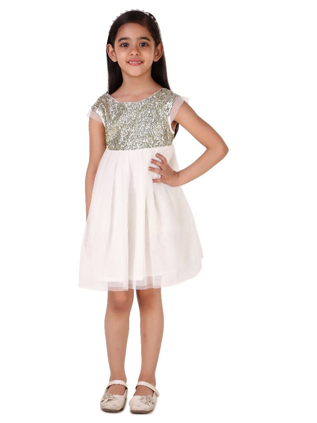 

Miyo Girls Embellished Fit & Flare Dress, Off white