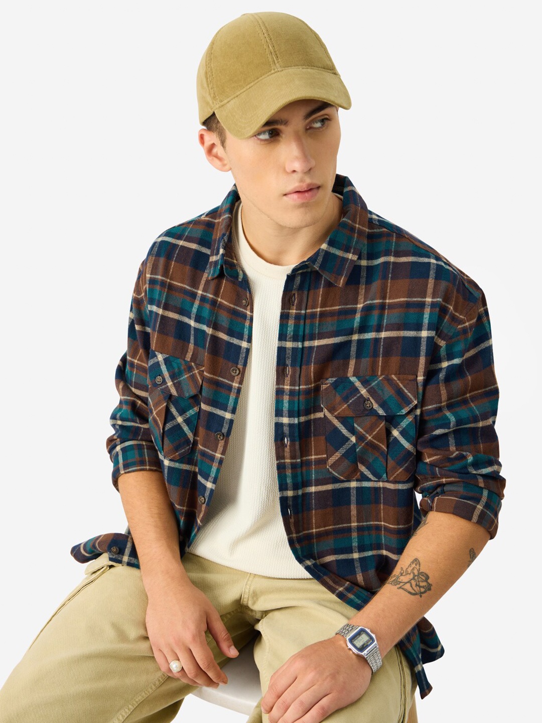 

The Souled Store Tartan Checks Opaque Checked Casual Shirt, Brown