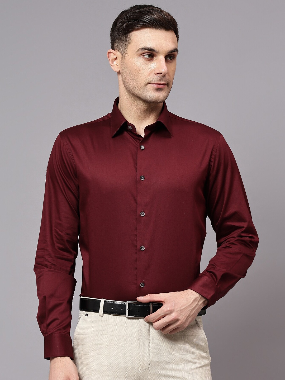 

Cantabil Comfort Spread Collar Long Sleeves Casual Shirt, Maroon