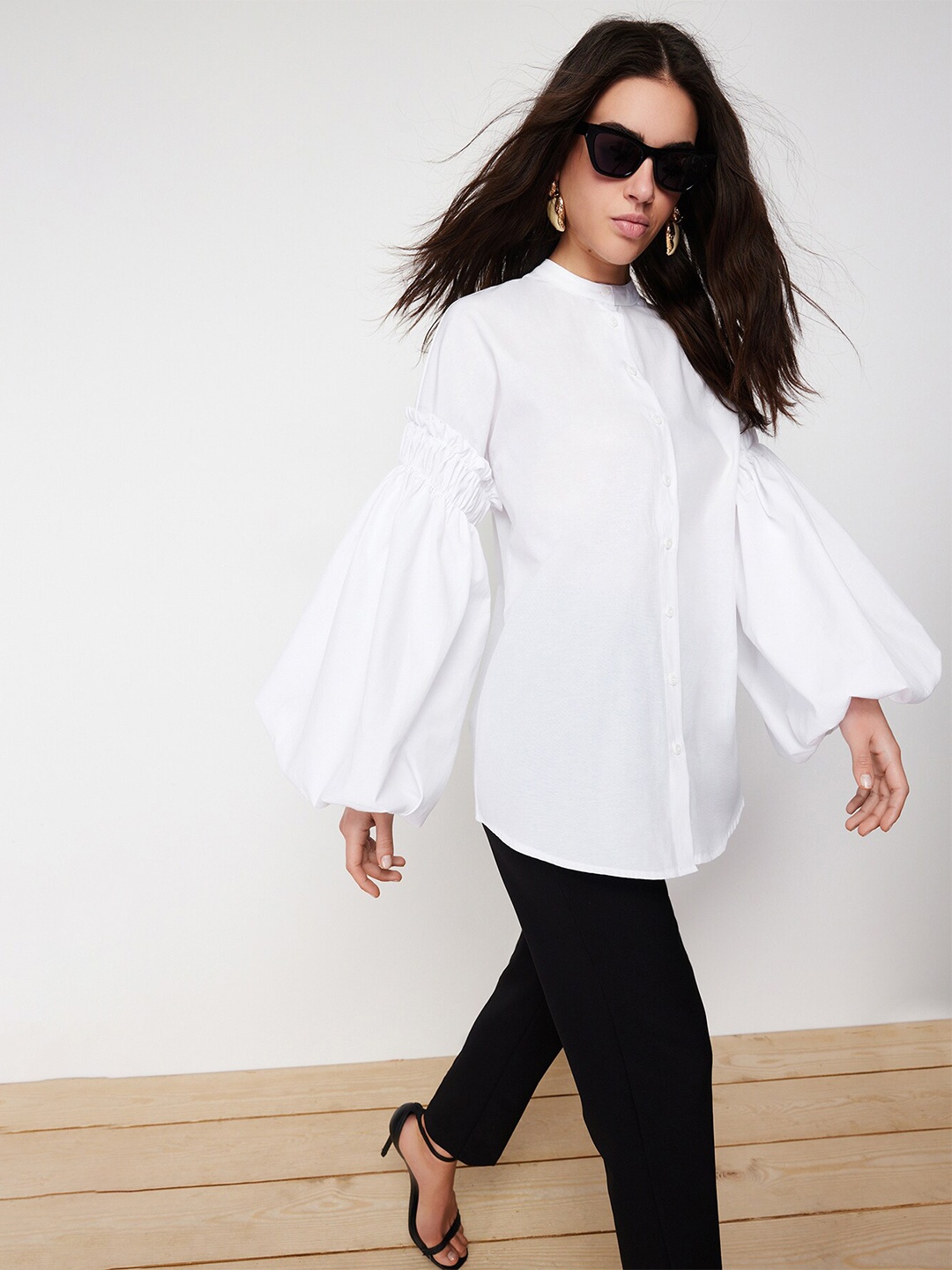 

Trendyol Puff Sleeves Opaque Casual Shirt, White