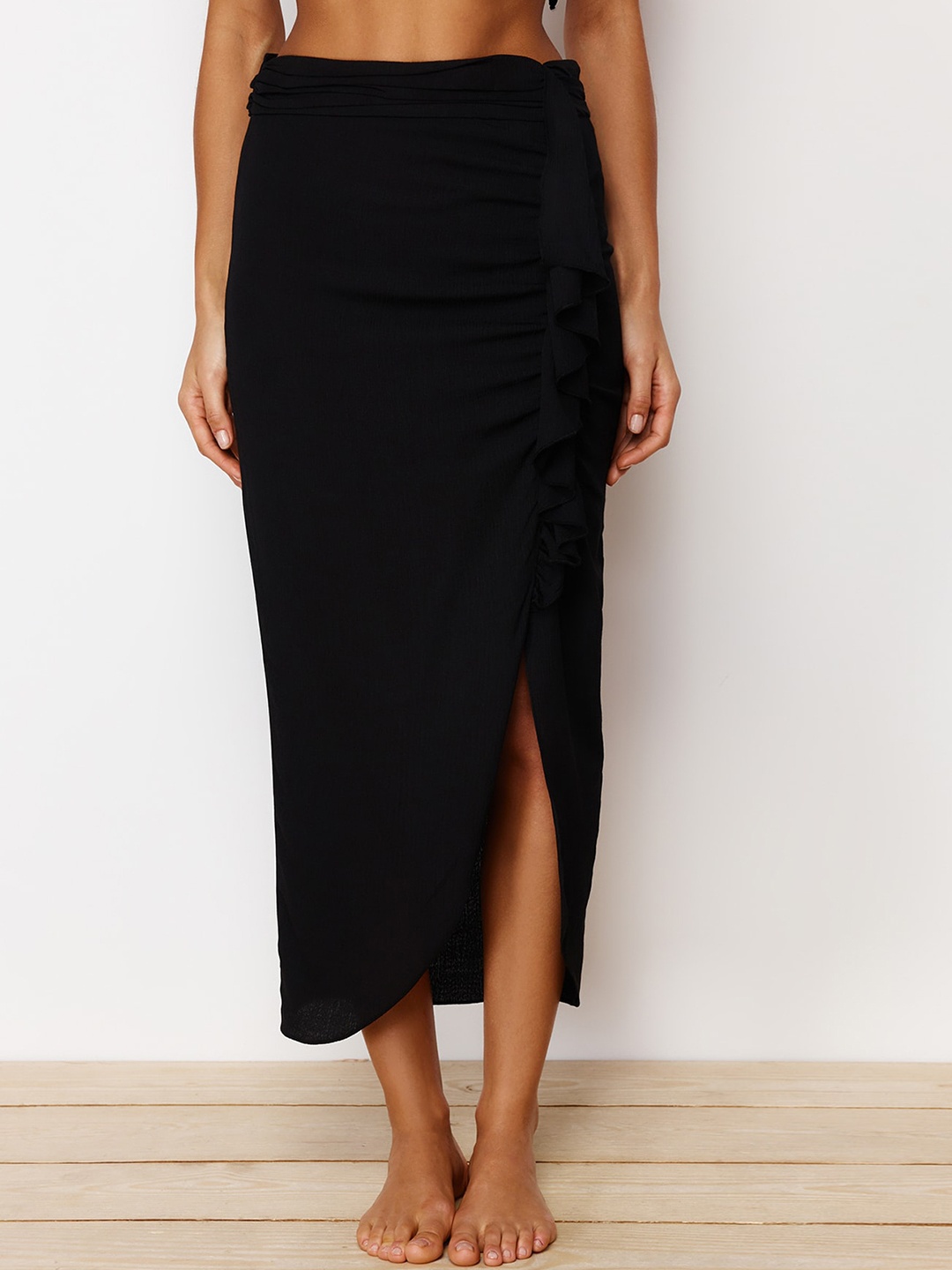 

Trendyol Front Slit Midi Pencil Skirt, Black
