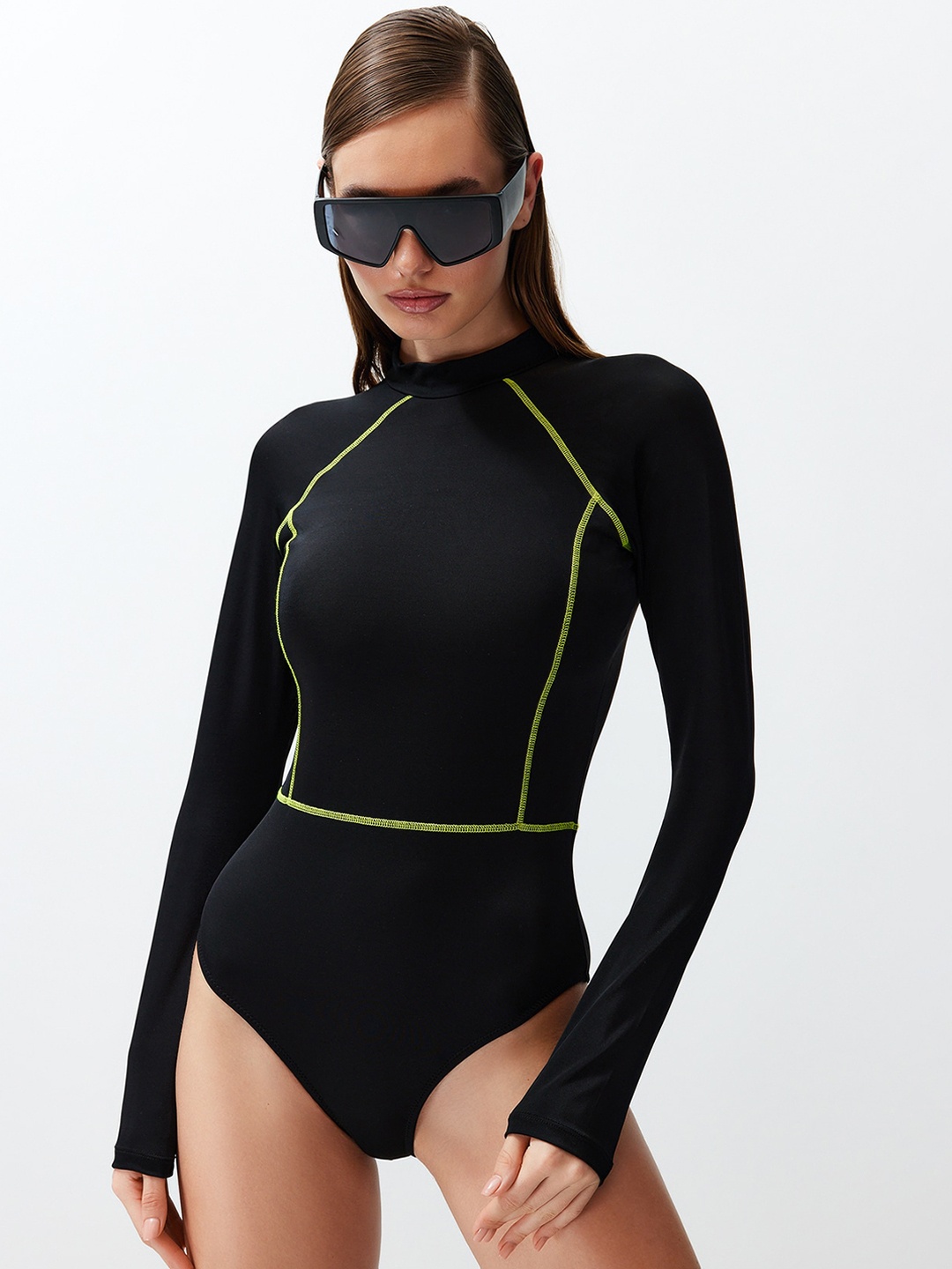 

Trendyol High Neck Swim Bodysuit, Black