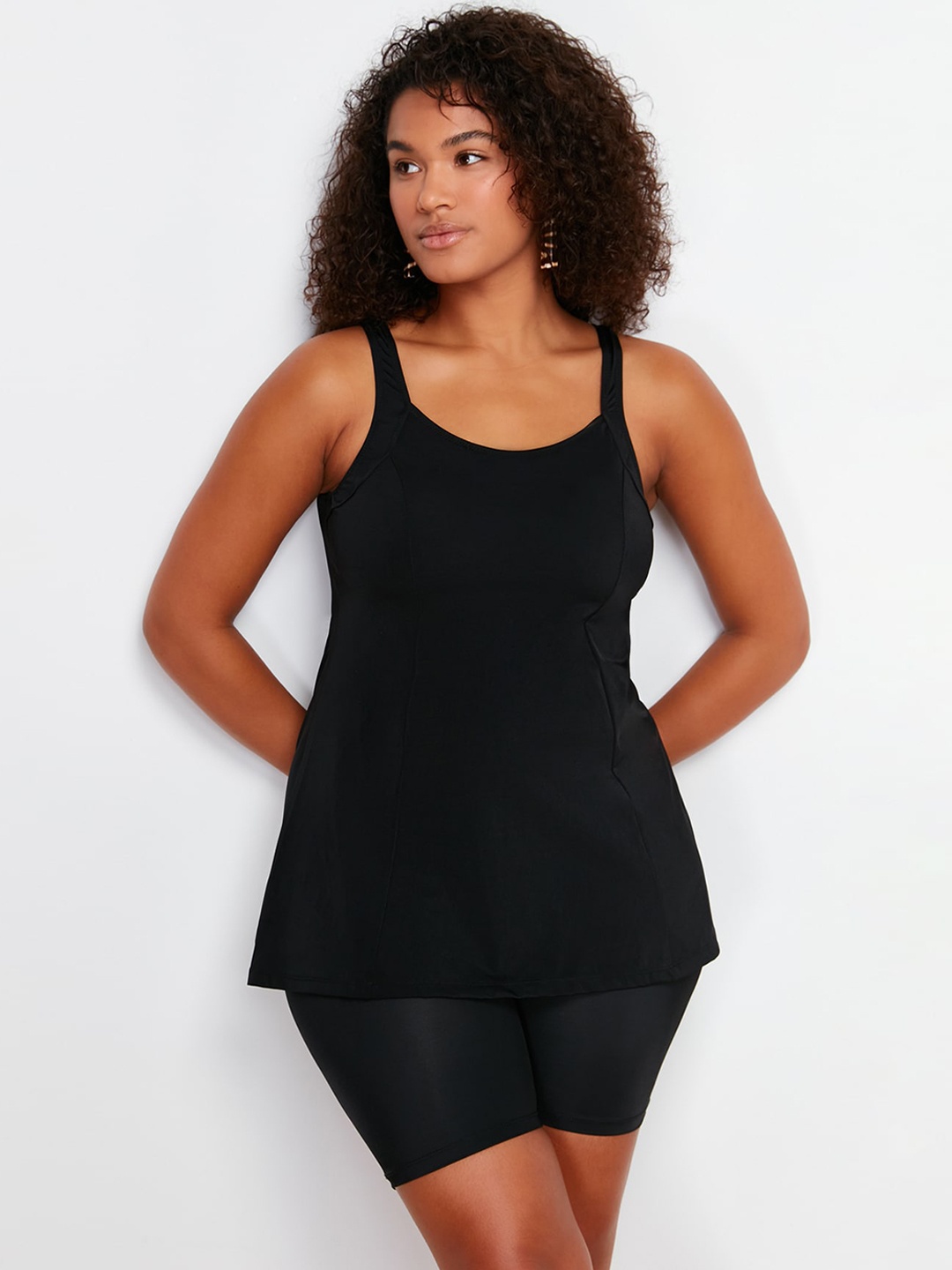 

Trendyol Round Neck Swim Dress, Black