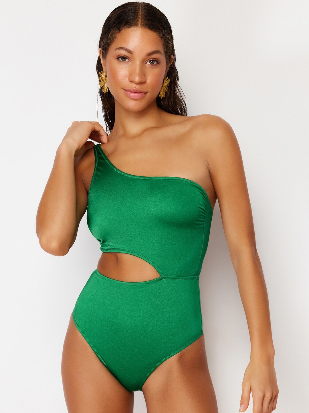

Trendyol One Shoulder Swim Bodysuit, Green