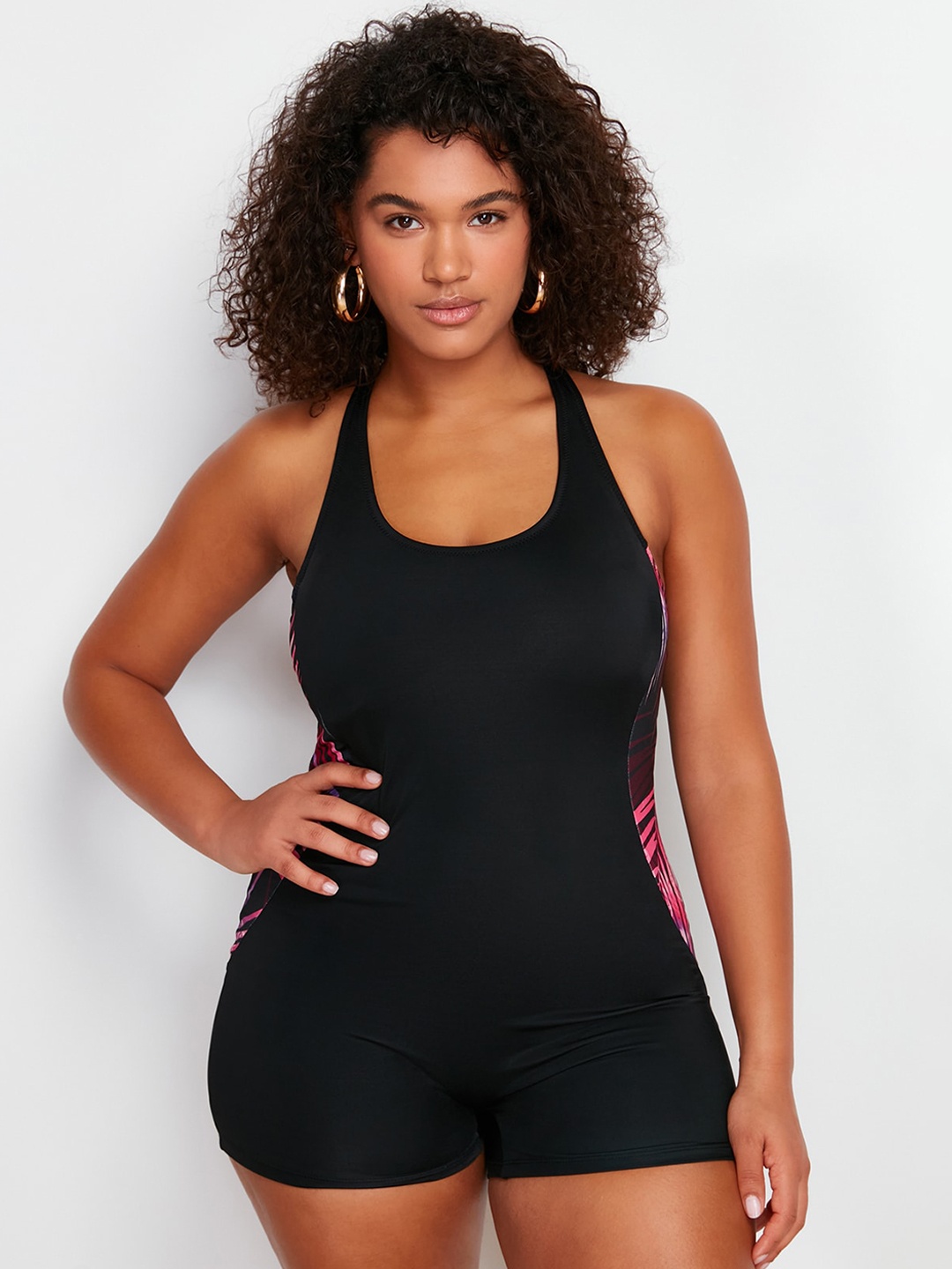 

Trendyol Round Neck Swim Bodysuit, Black