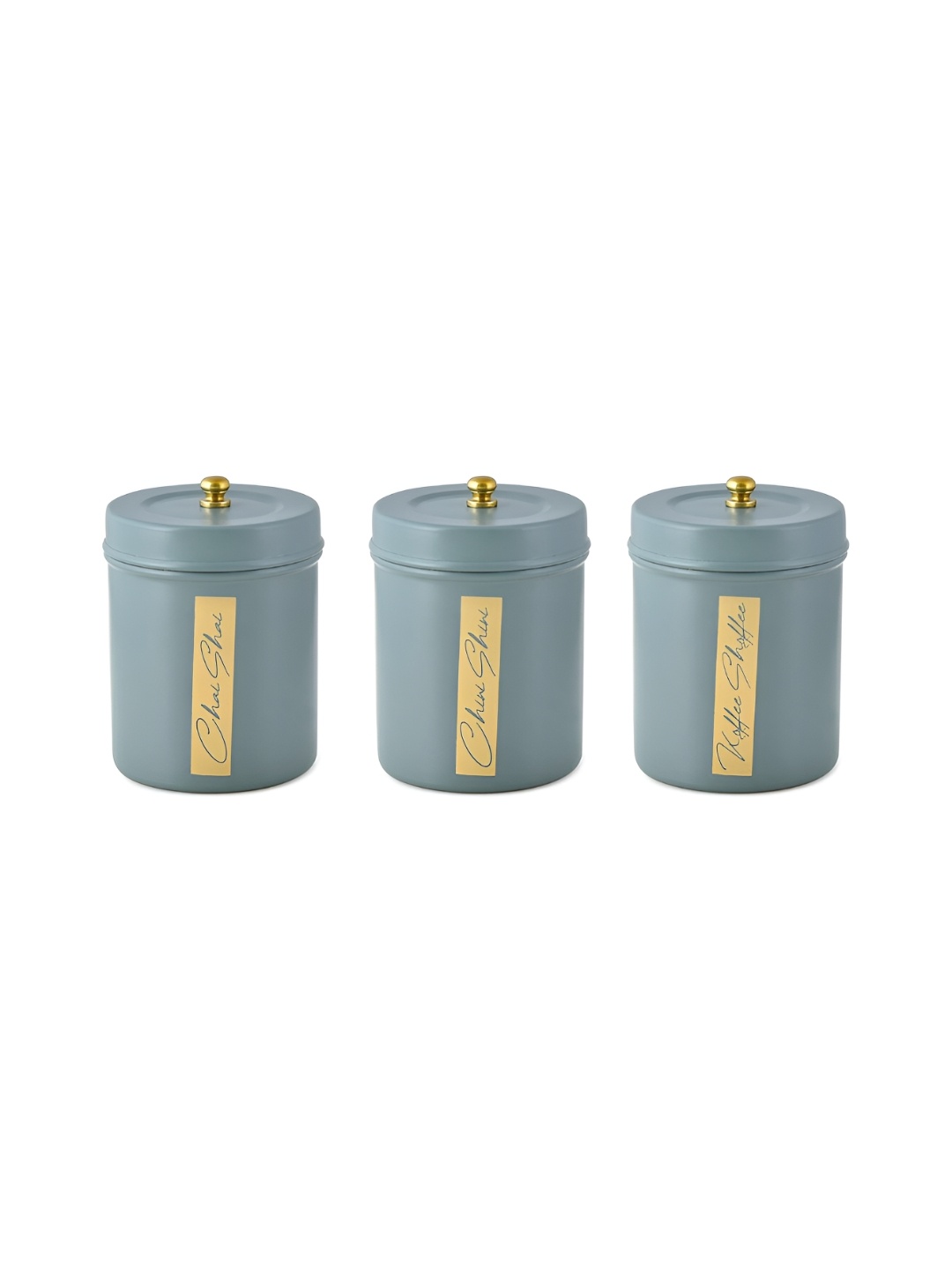 

Living With Elan Green & Beige 3 Pieces Stainless Steel Canister