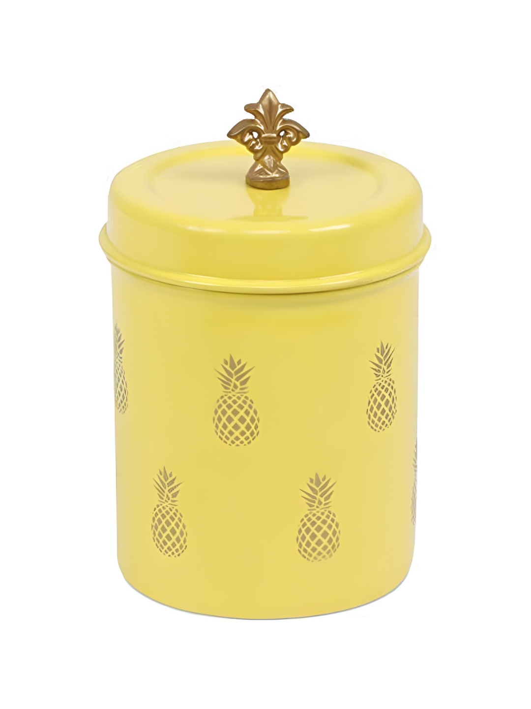 

Living With Elan Yellow & Beige Printed Stainless Steel Canister