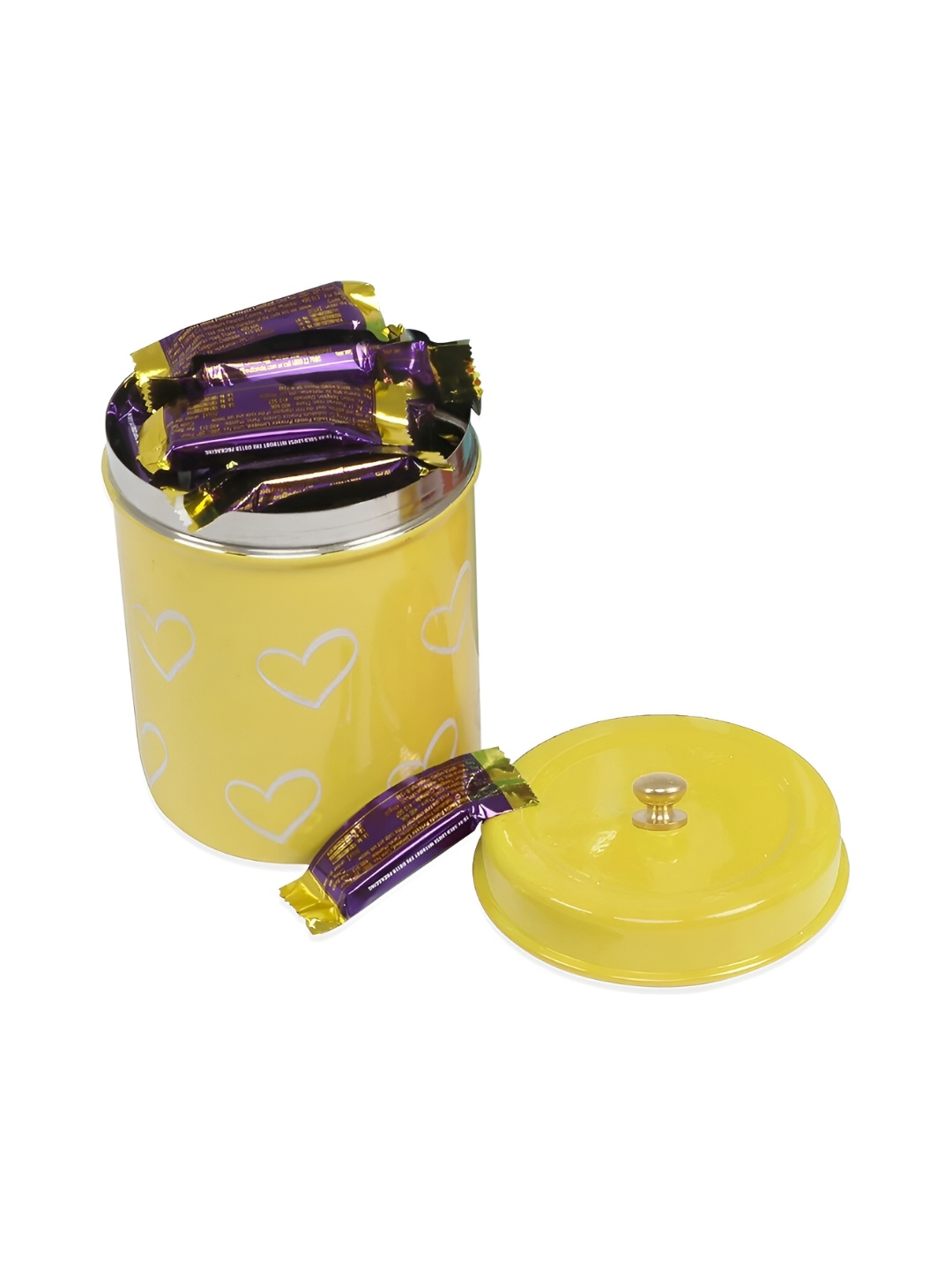 

Living With Elan Yellow & White Printed Stainless Steel Canister