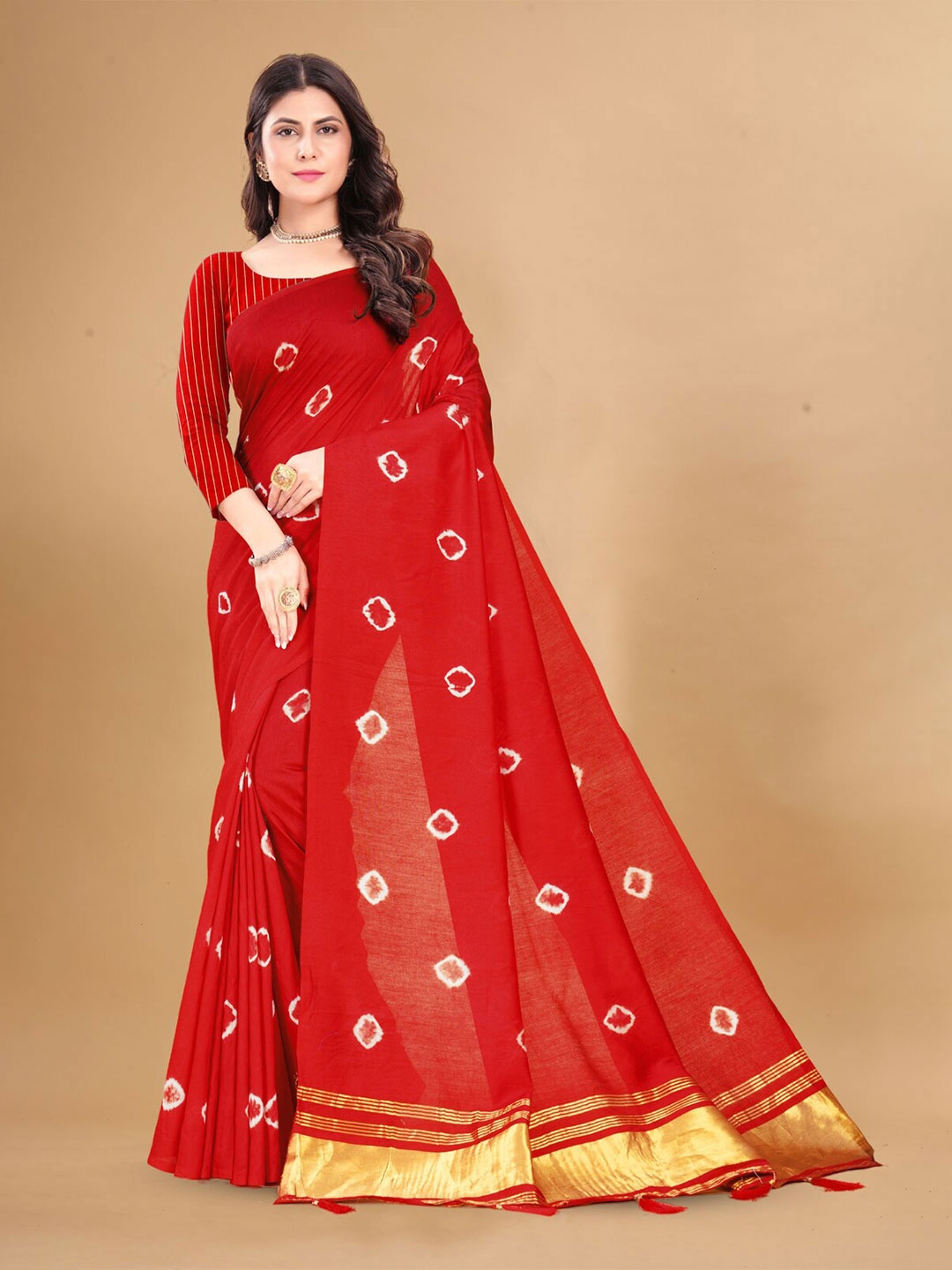 

Inithi Tie and Dye Silk Cotton Saree, Red