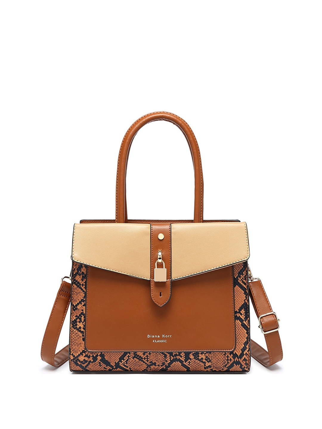 

Diana Korr Colourblocked Structured Handheld Bag, Brown