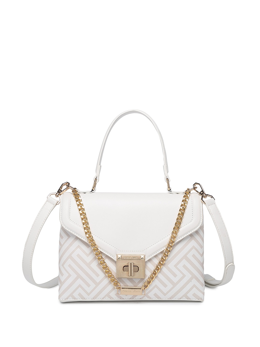 

Diana Korr Geometric Printed Structured Handheld Bag, White