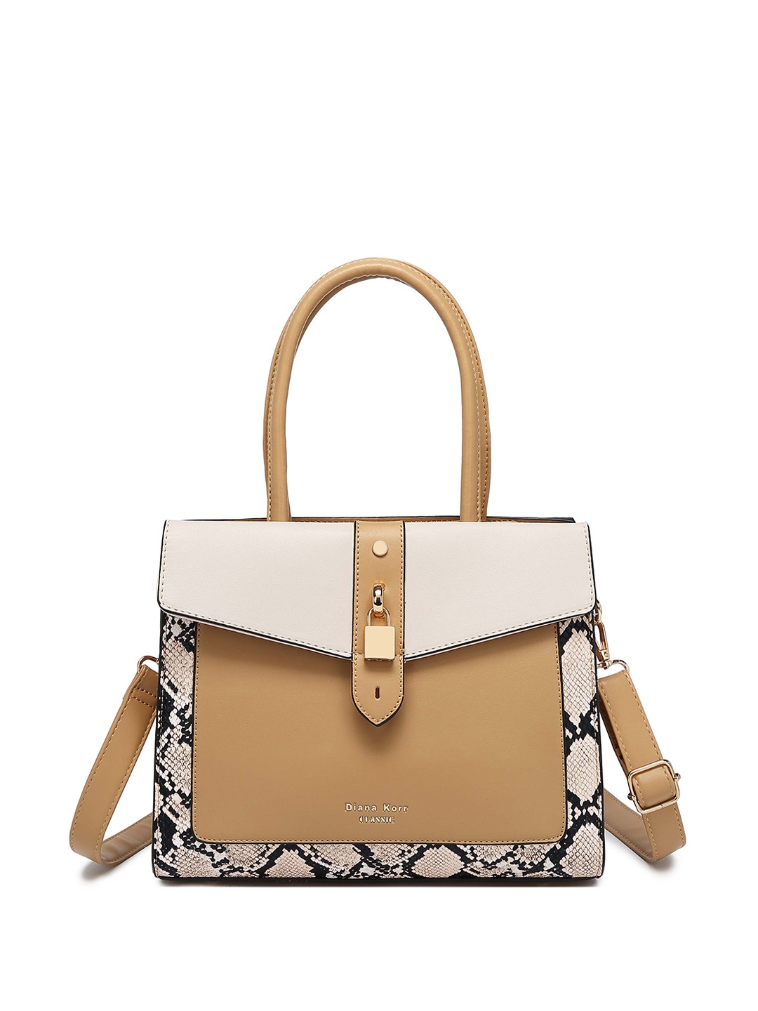 

Diana Korr Colourblocked Structured Handheld Bag, Beige