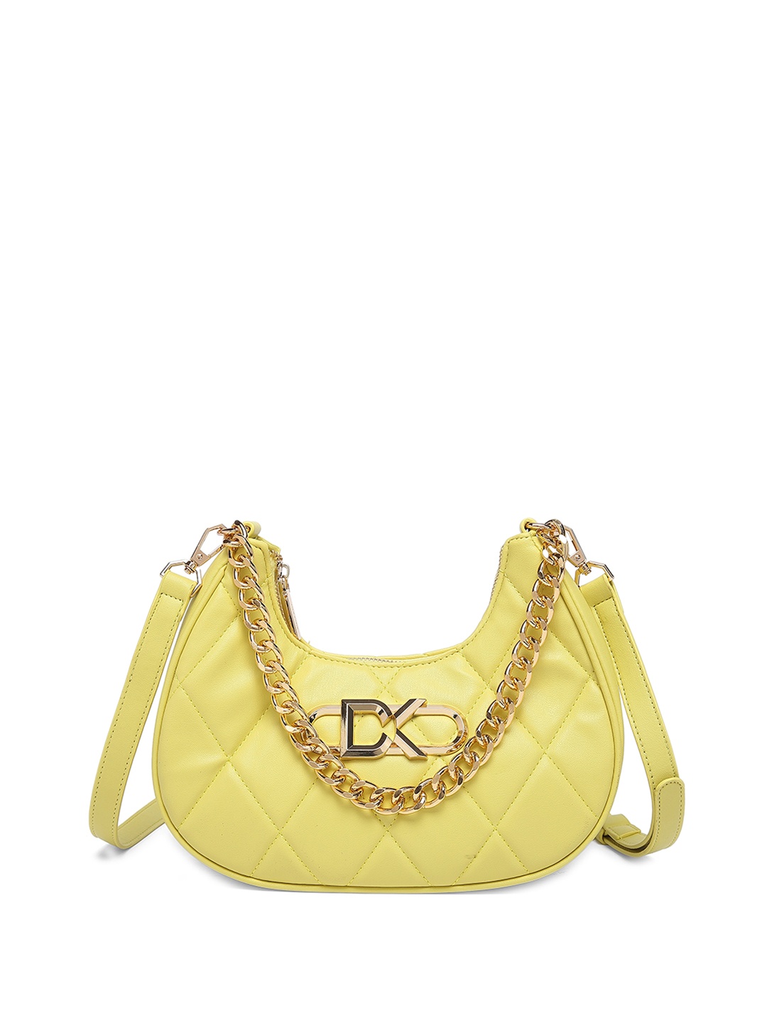 

Diana Korr Textured Embellished Quilted Half Moon Tote Bag, Yellow