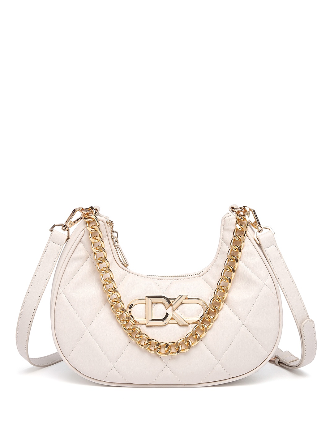 

Diana Korr Textured Quilted Structured Hobo Bag, Off white