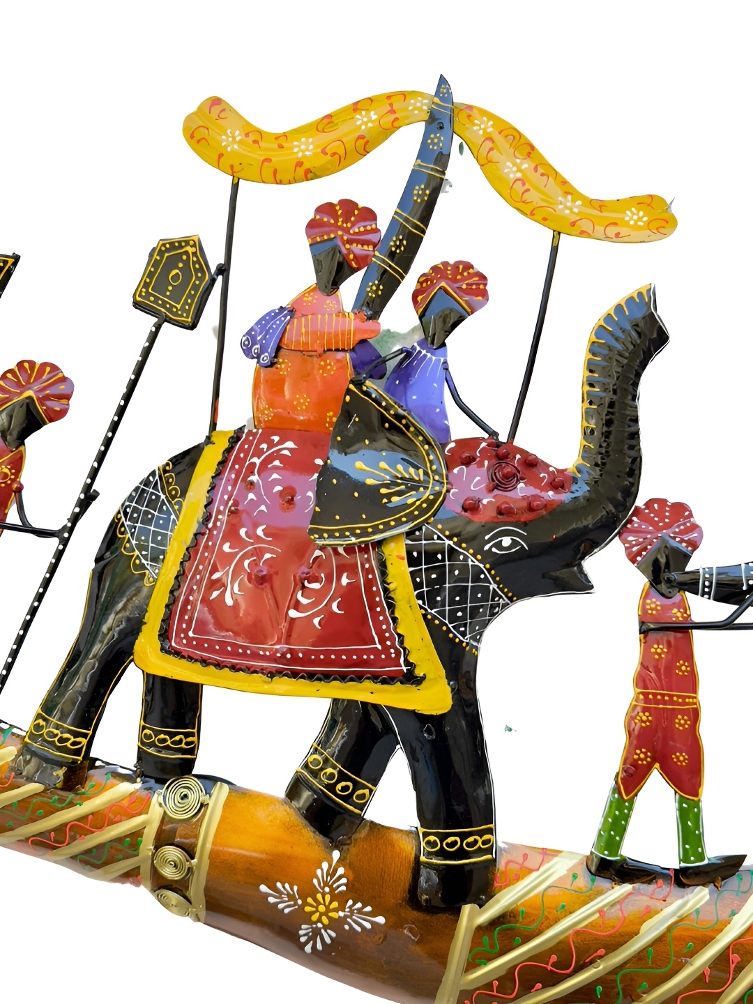 

PRANJALS HOUSE Black & Red Textured Metal Haathi Baarat Wall Hanging