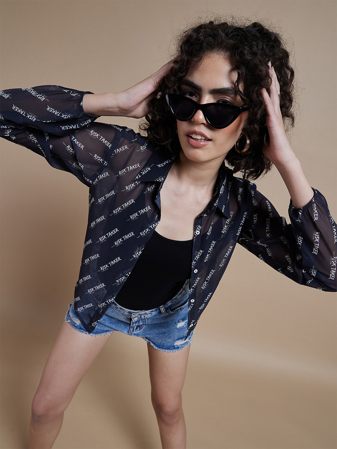 

The Roadster Lifestyle Co. Black Typography Printed Straight Casual Shirt